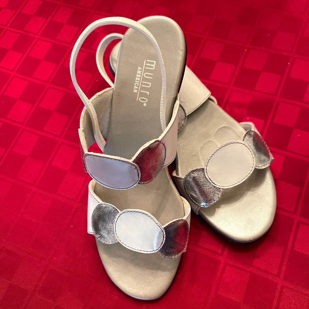 MUNRO ECLIPSE SILVER/WHITE KID SANDALS